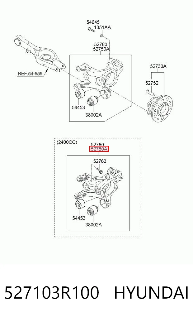 527103R100 Hyundai/Kia Цапфа поворотна ліва