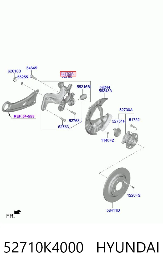 52710K4000 Hyundai/Kia Цапфа поворотна ліва