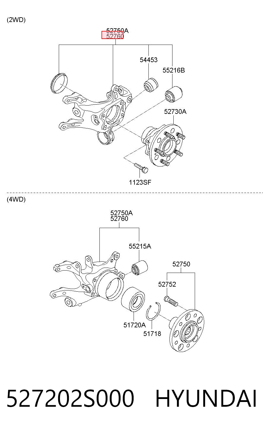 527202S000 Hyundai/Kia Цапфа поворотна права