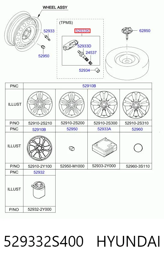 529332S400 Hyundai/Kia Датчик шин