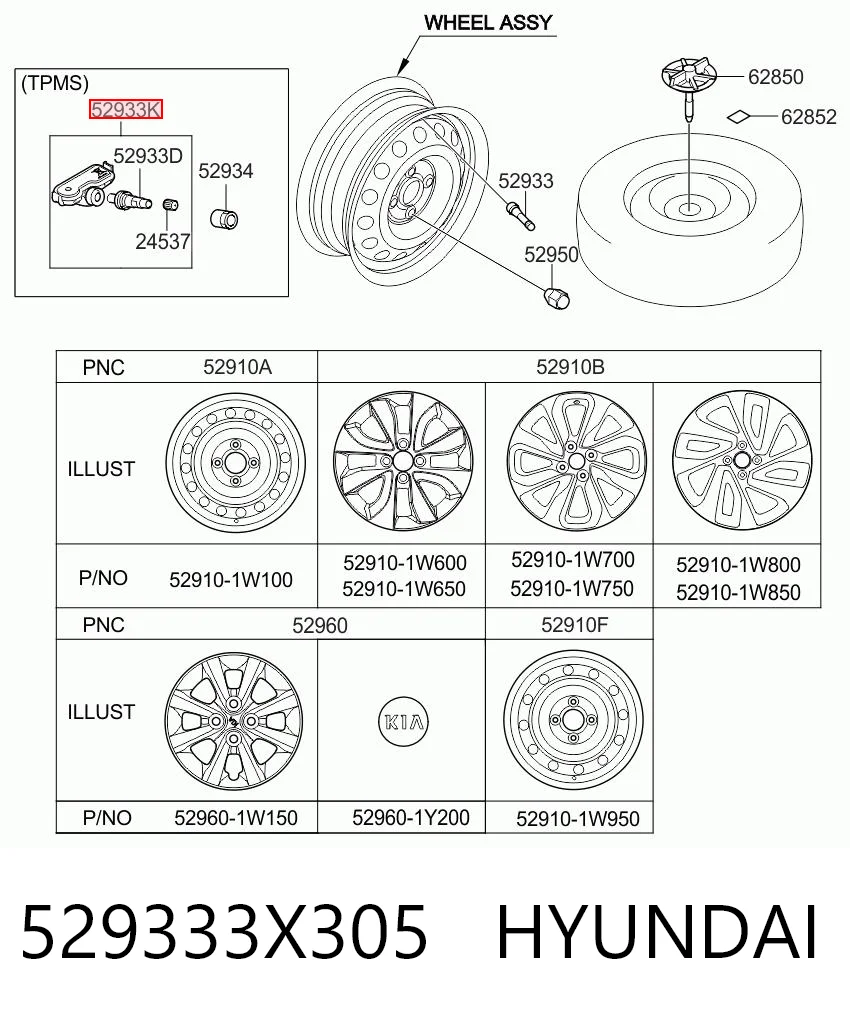 Датчик тиску повітря в шинах Hyundai SOLARIS I