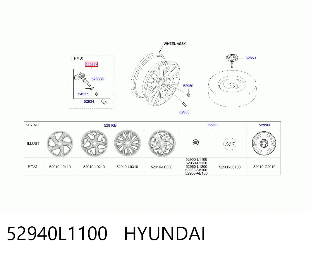 52940L1100 Hyundai/Kia Датчик шин