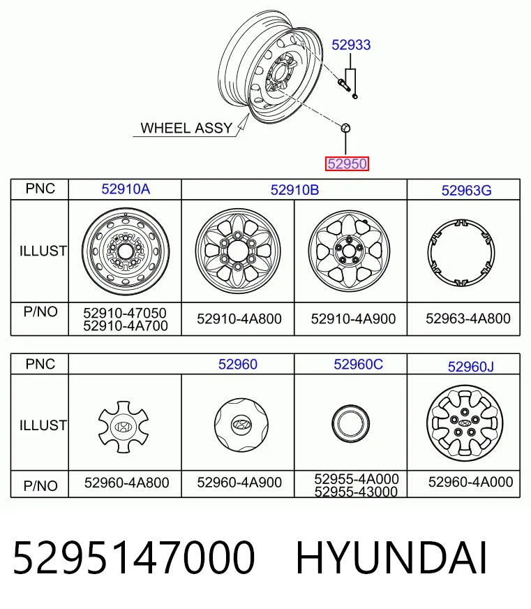 5295147000 Hyundai/Kia Гайка колеса