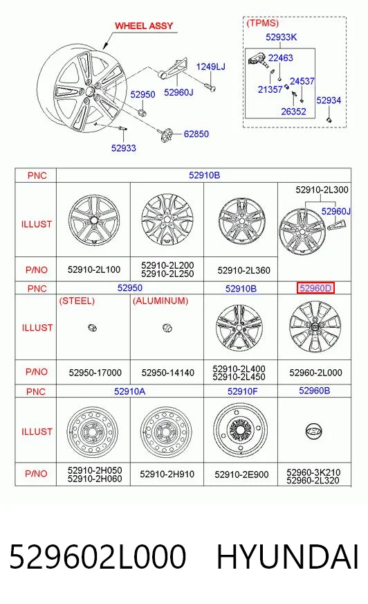 529602L000 Hyundai/Kia Ковпаки на колеса