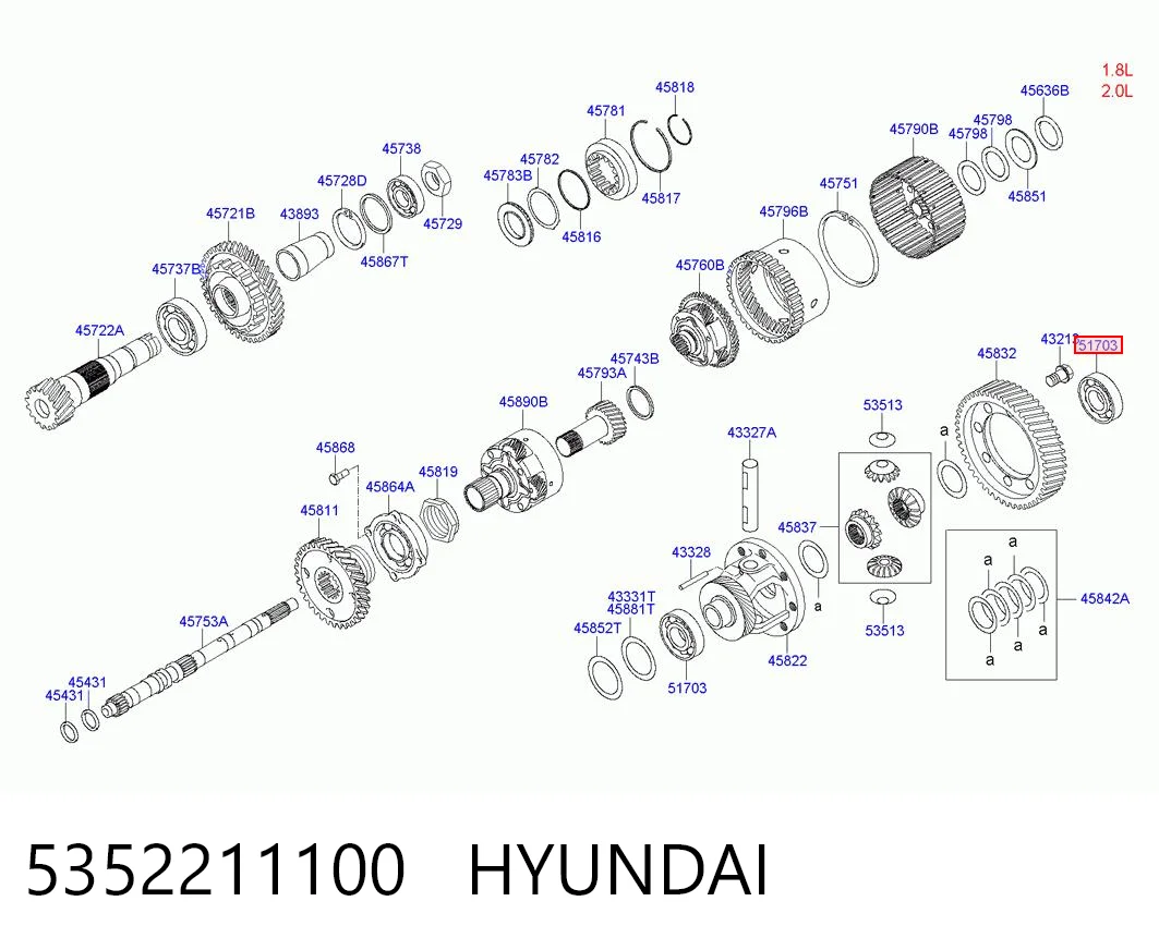 5352211100 Hyundai/Kia Підшипник півосі заднього моста, внутрішній