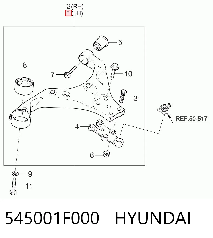 545001F000 Hyundai/Kia Поперечний важіль