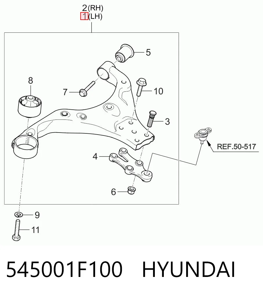 545001F100 Hyundai/Kia Поперечний важіль