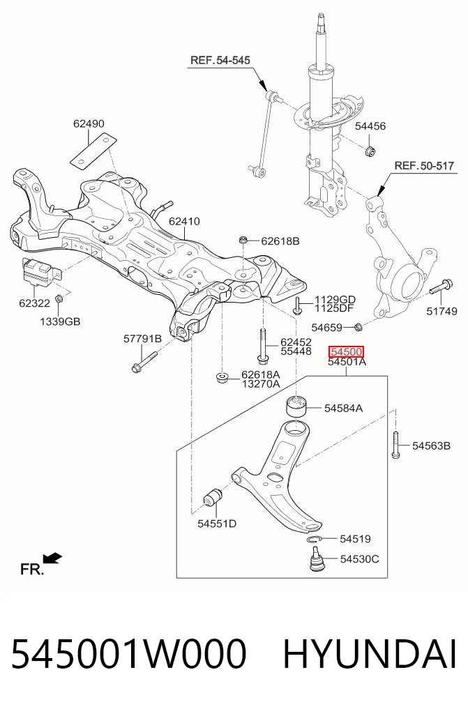 545001W000 Hyundai/Kia Поперечний важіль