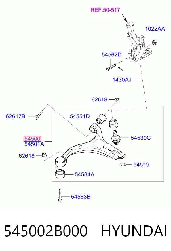 545002B000 Hyundai/Kia Поперечний важіль