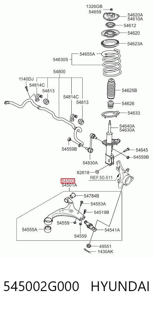 Важіль передньої підвіски нижній, лівий KM0702465 KAP