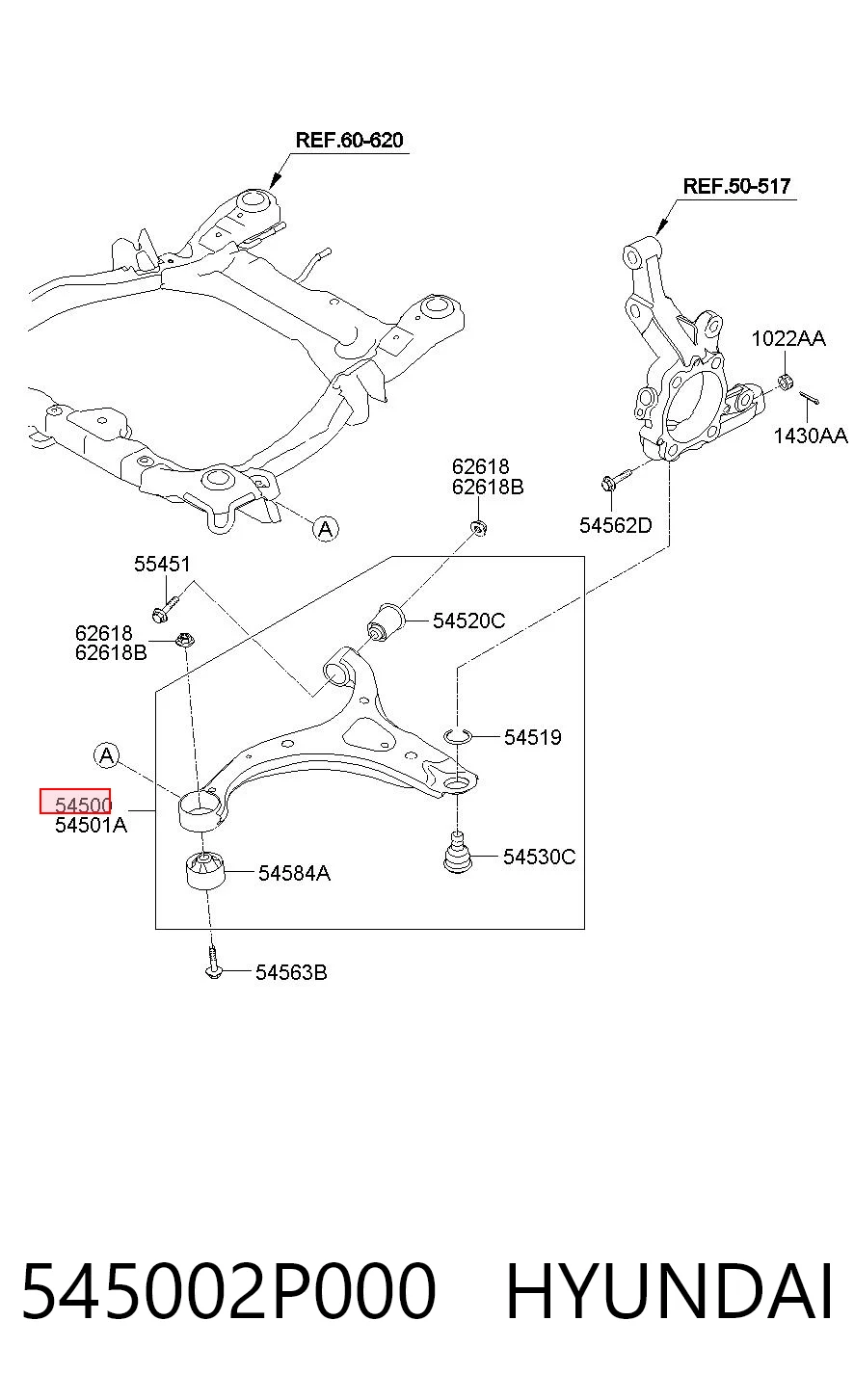 545002P000 Hyundai/Kia Поперечний важіль
