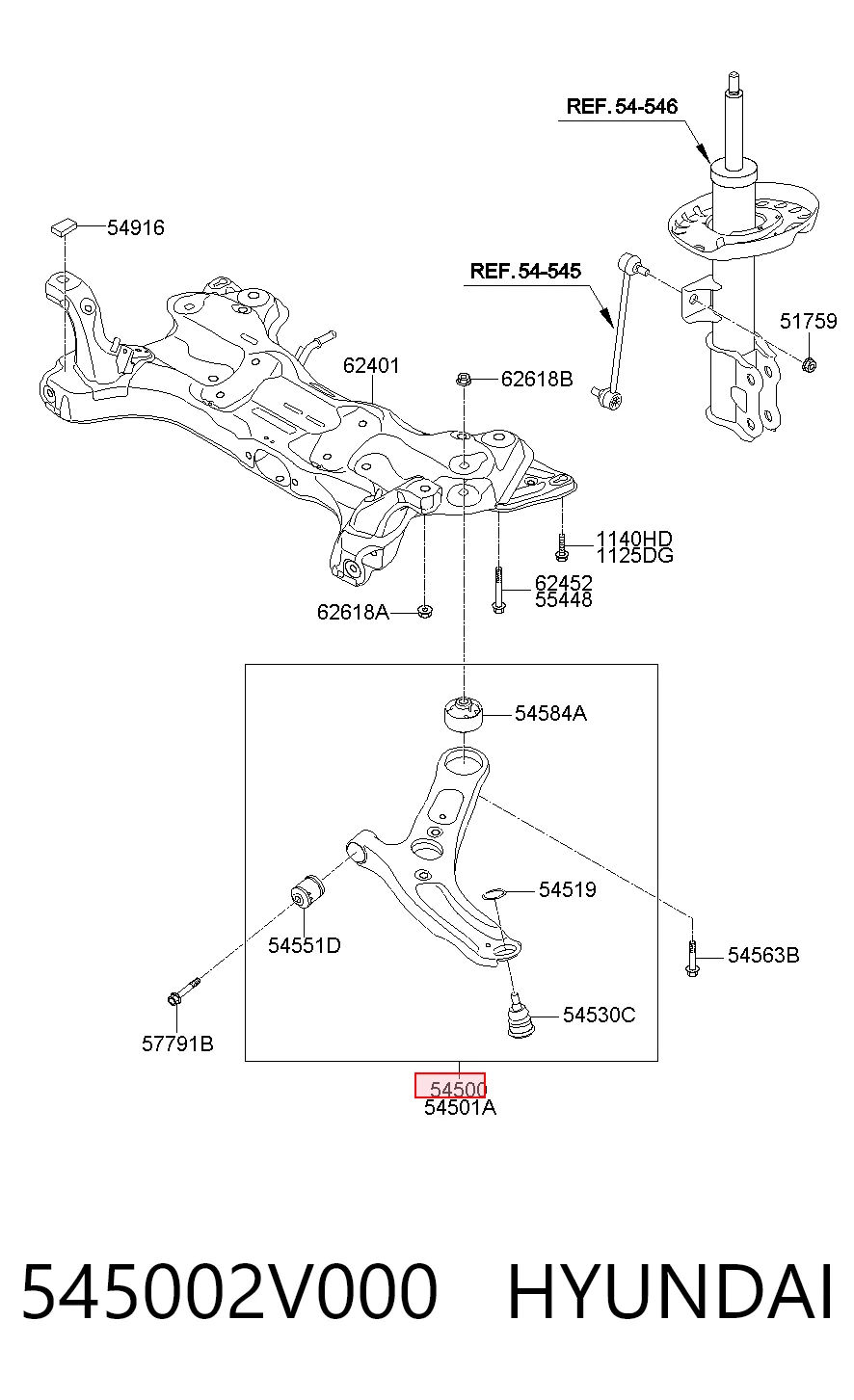 545002V000 Hyundai/Kia Поперечний важіль