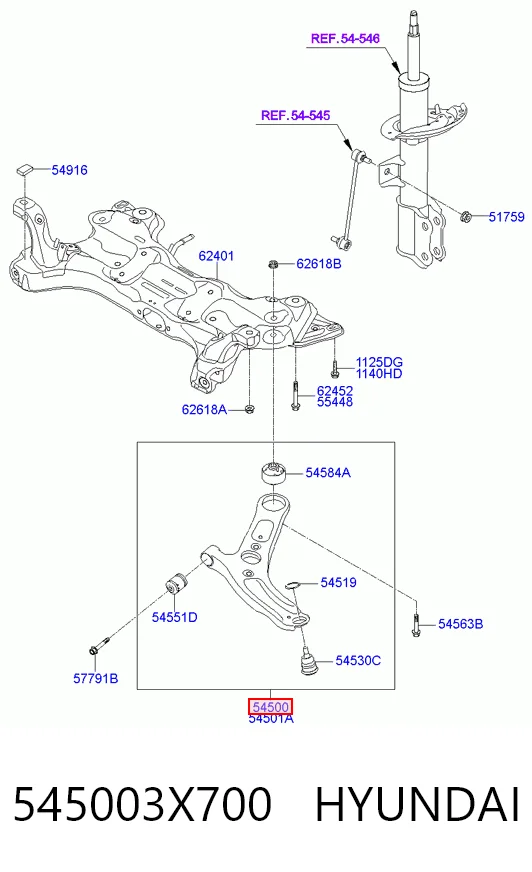 545003X700 Hyundai/Kia Поперечний важіль
