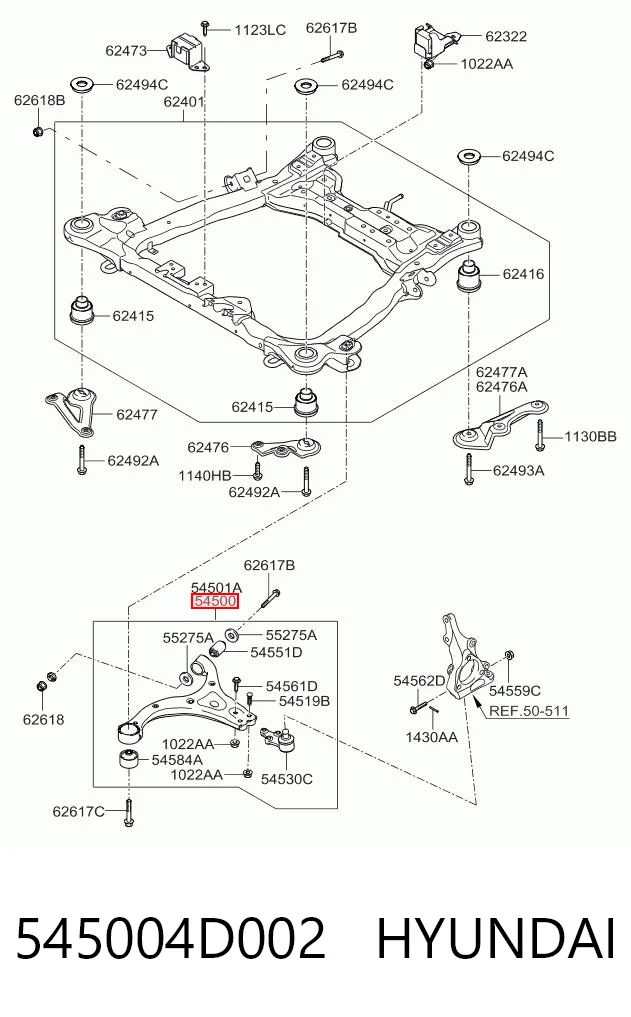 545004D002 Hyundai/Kia Поперечний важіль