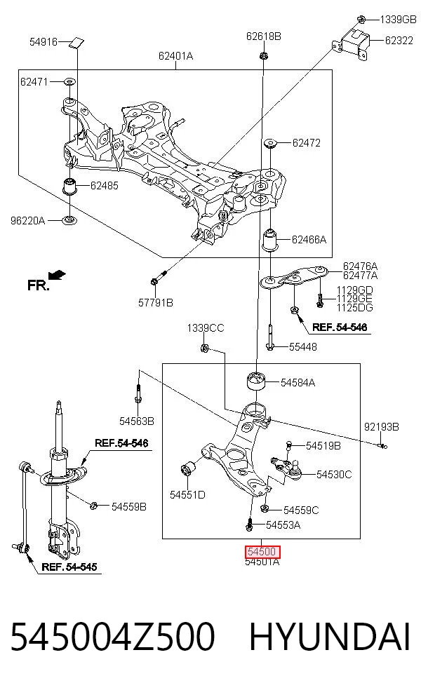545004Z500 Hyundai/Kia Поперечний важіль