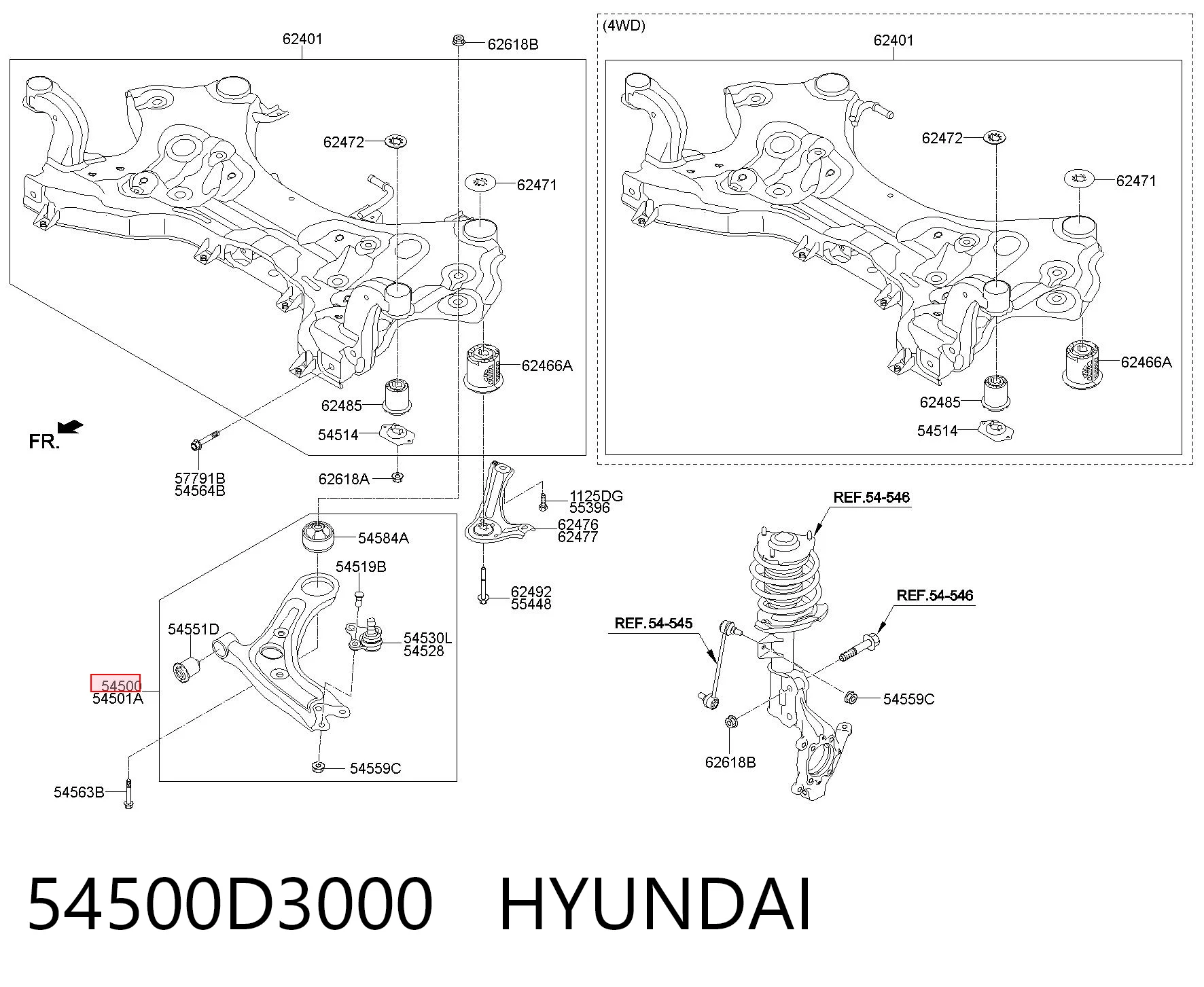 54500D3000 Hyundai/Kia Поперечний важіль