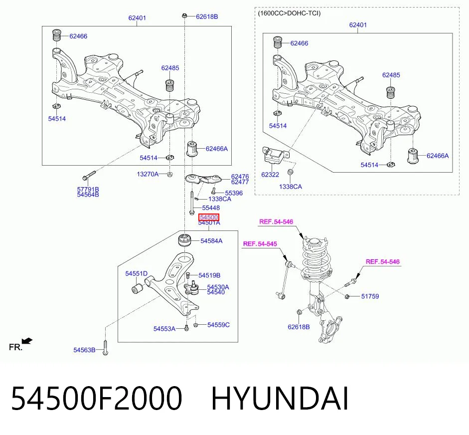 54500F2000 Hyundai/Kia Поперечний важіль