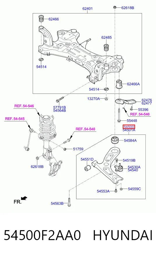 54500F2AA0 Hyundai/Kia Поперечний важіль