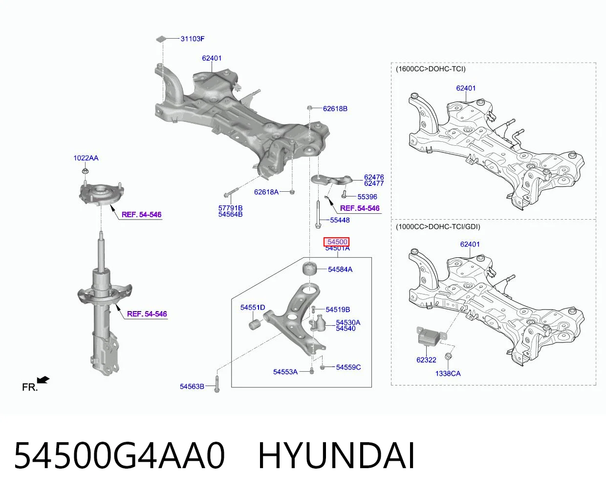 54500G4AA0 Hyundai/Kia Поперечний важіль