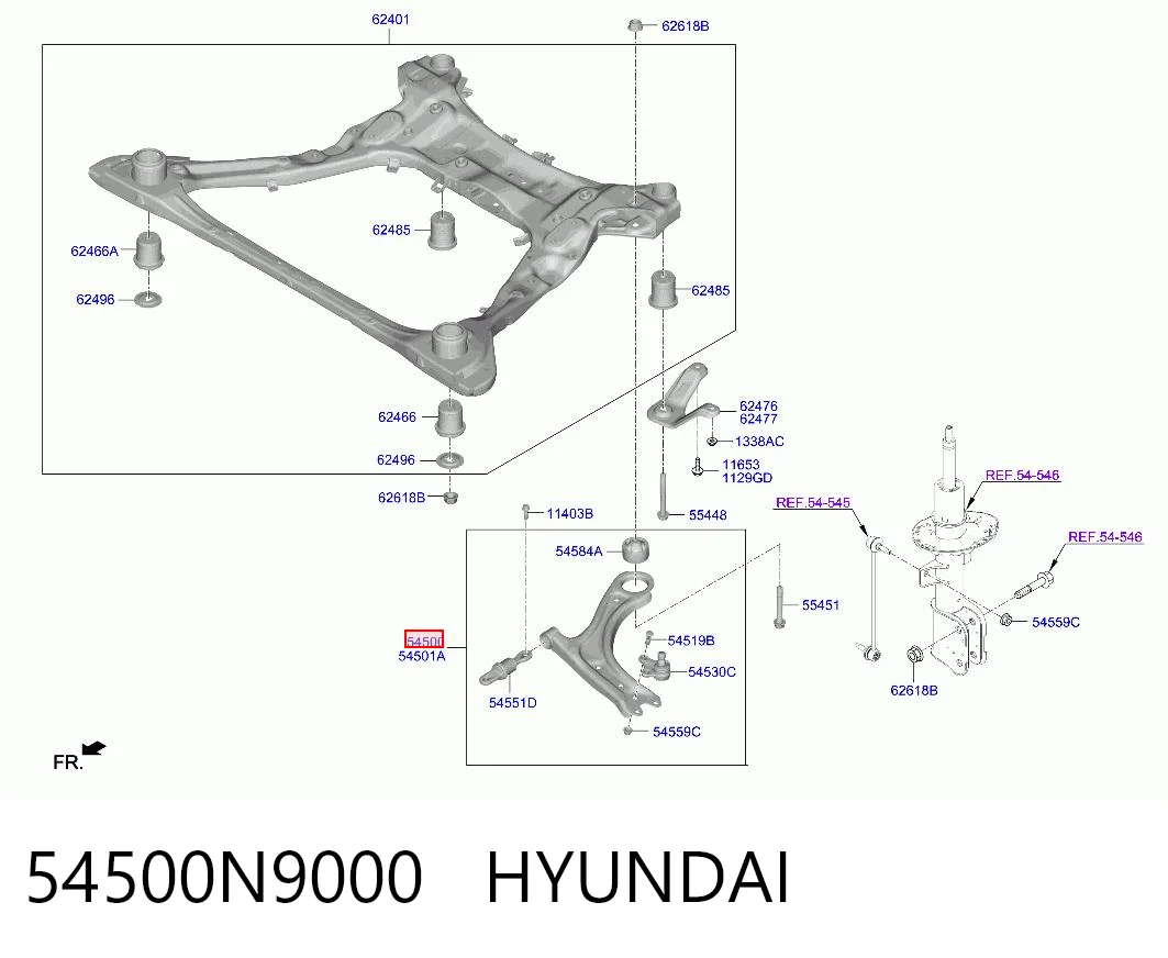 54500N9000 Hyundai/Kia Поперечний важіль