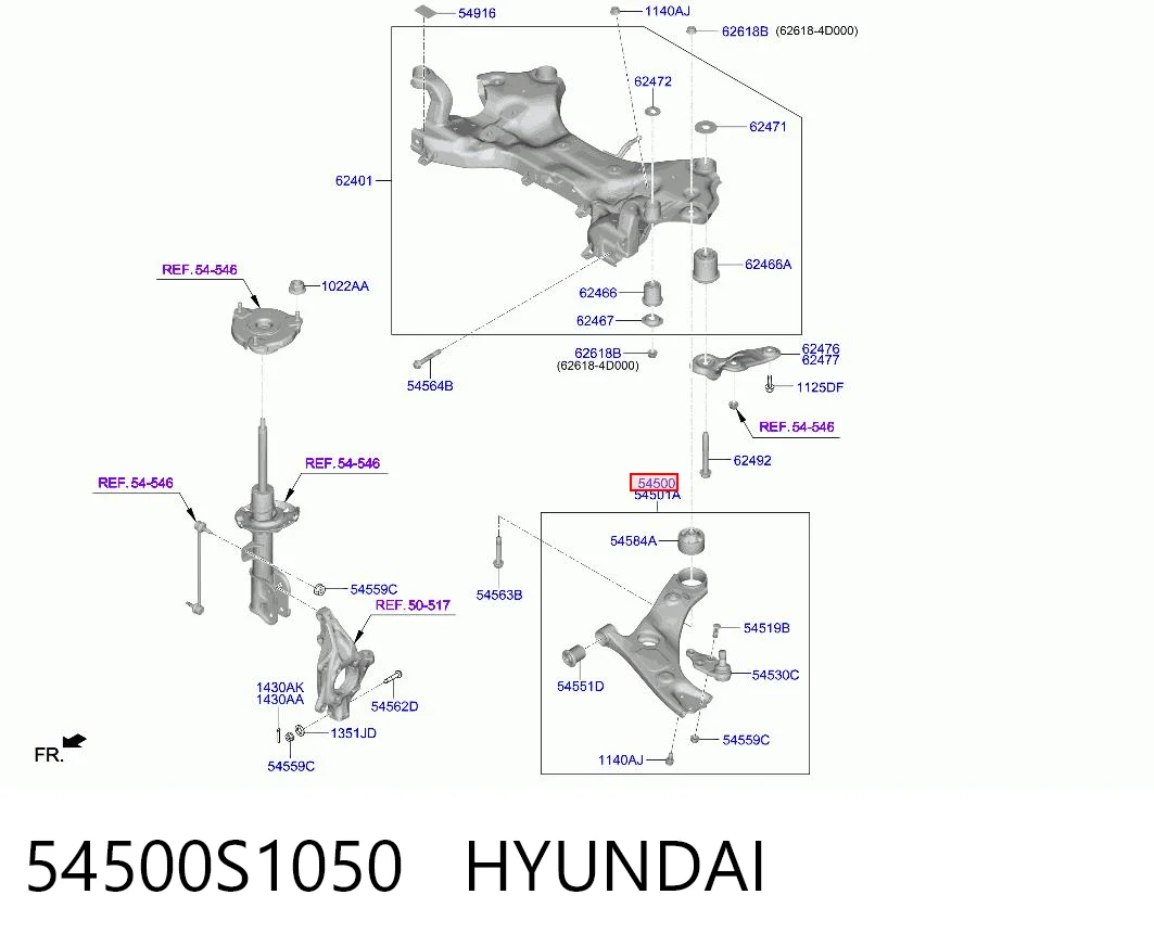 54500S1050 Hyundai/Kia Поперечний важіль