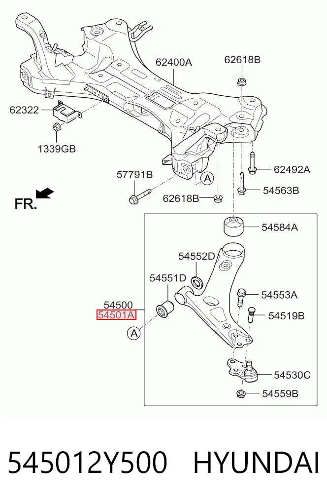 545012Y500 Hyundai/Kia Важіль передньої підвіски нижній, правий