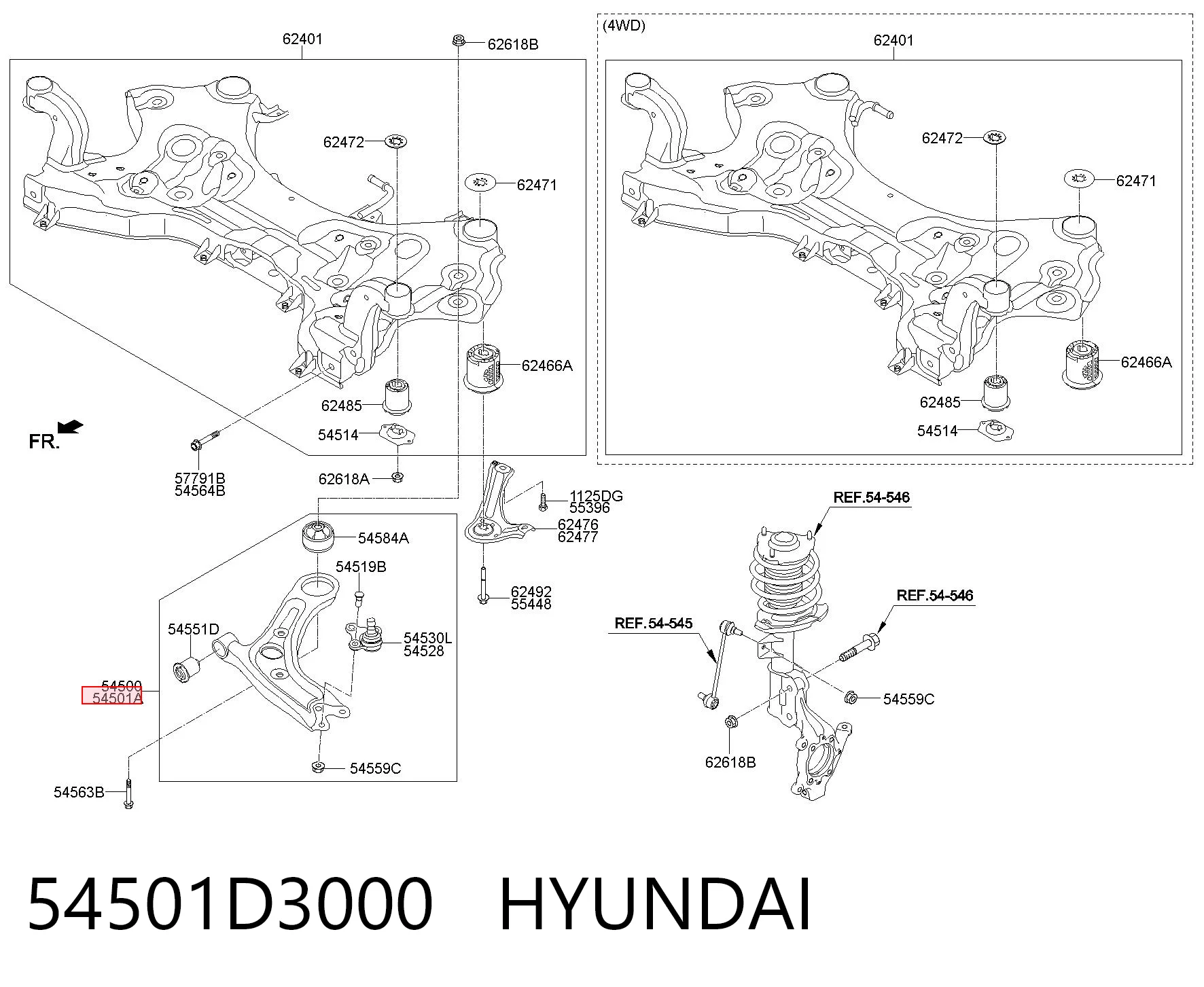 Важіль передньої підвіски нижній, правий Hyundai Tucson III позашляховик (TL) (2015 - 2023) ціна, від 77.79 USD
