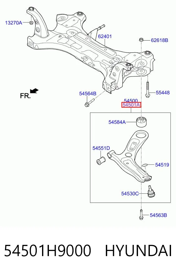 54501H9000 Hyundai/Kia Важіль передньої підвіски нижній, правий