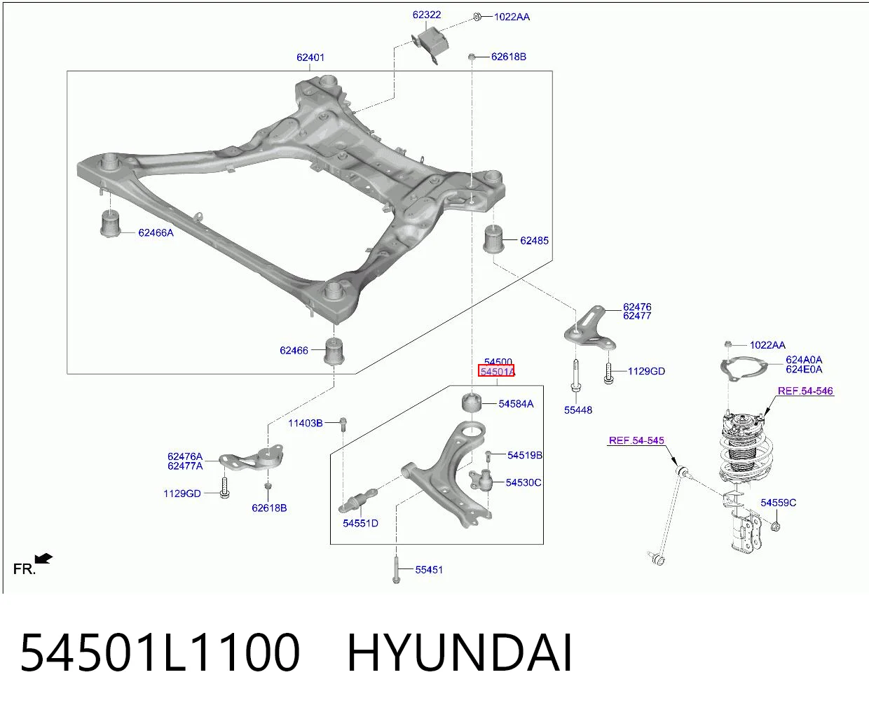 Правий важіль передній нижній підвіски Honda 54501N9000