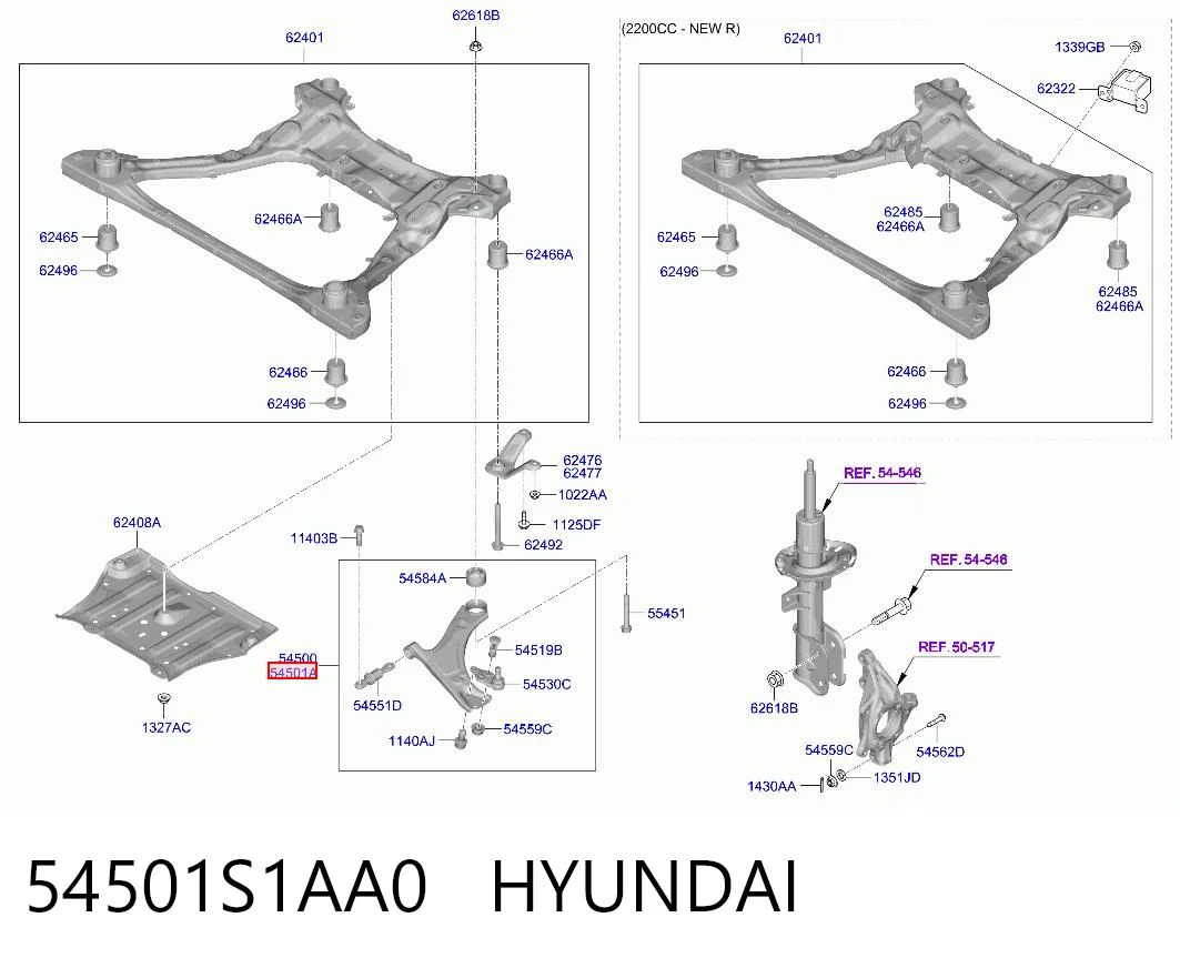 54501S1AA0 Hyundai/Kia Важіль передньої підвіски нижній, правий
