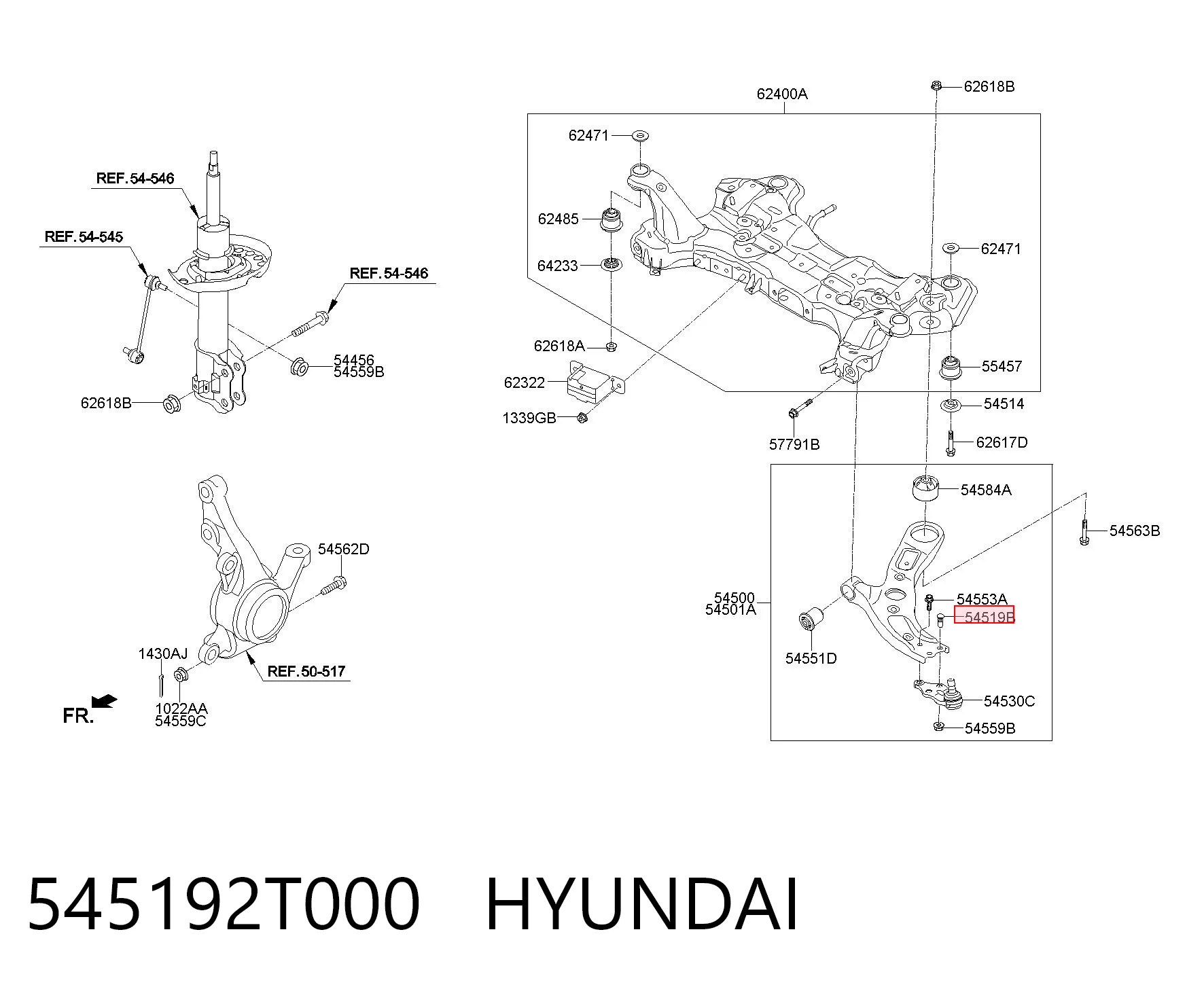 545192T000 Hyundai/Kia Болт переднього важеля, нижнього