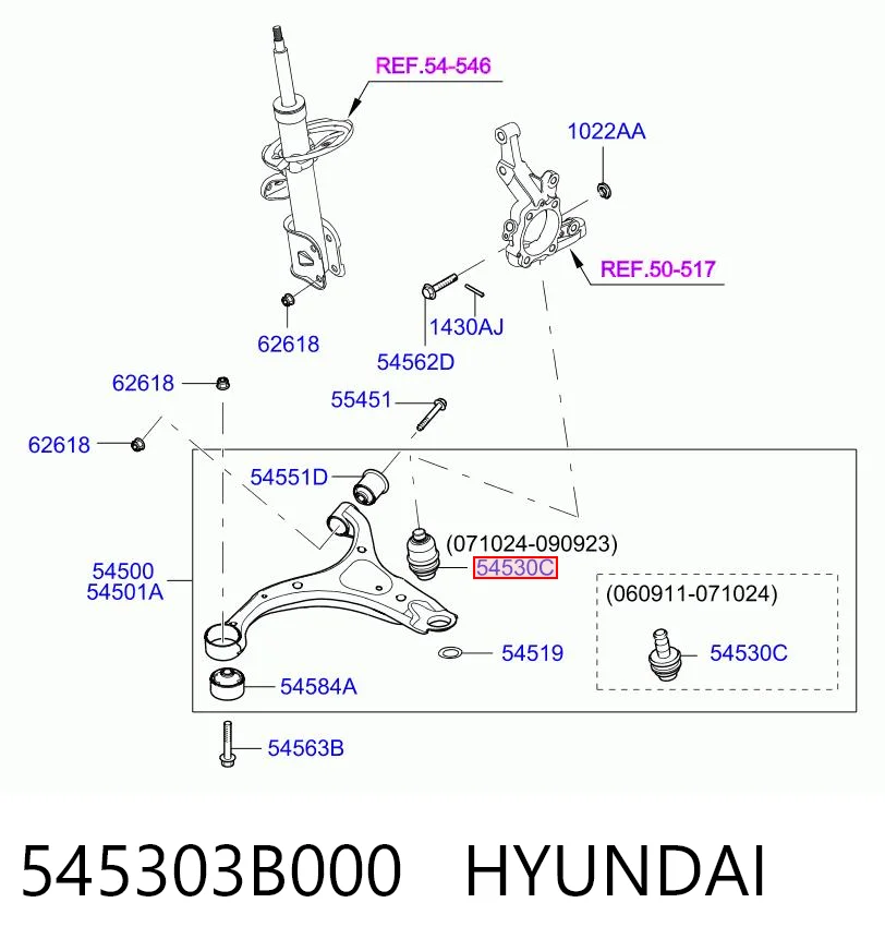 545303B000 Hyundai/Kia Кульові на авто