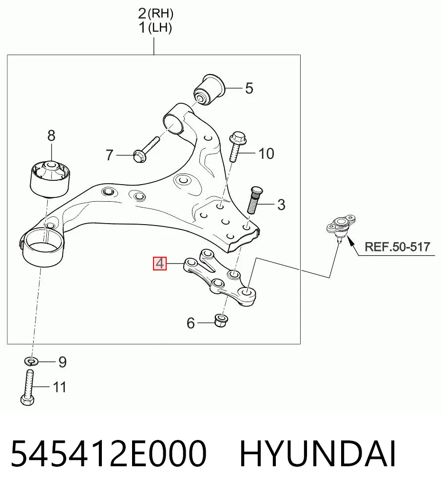545412E000 Hyundai/Kia Кронштейн передньої кульової опори