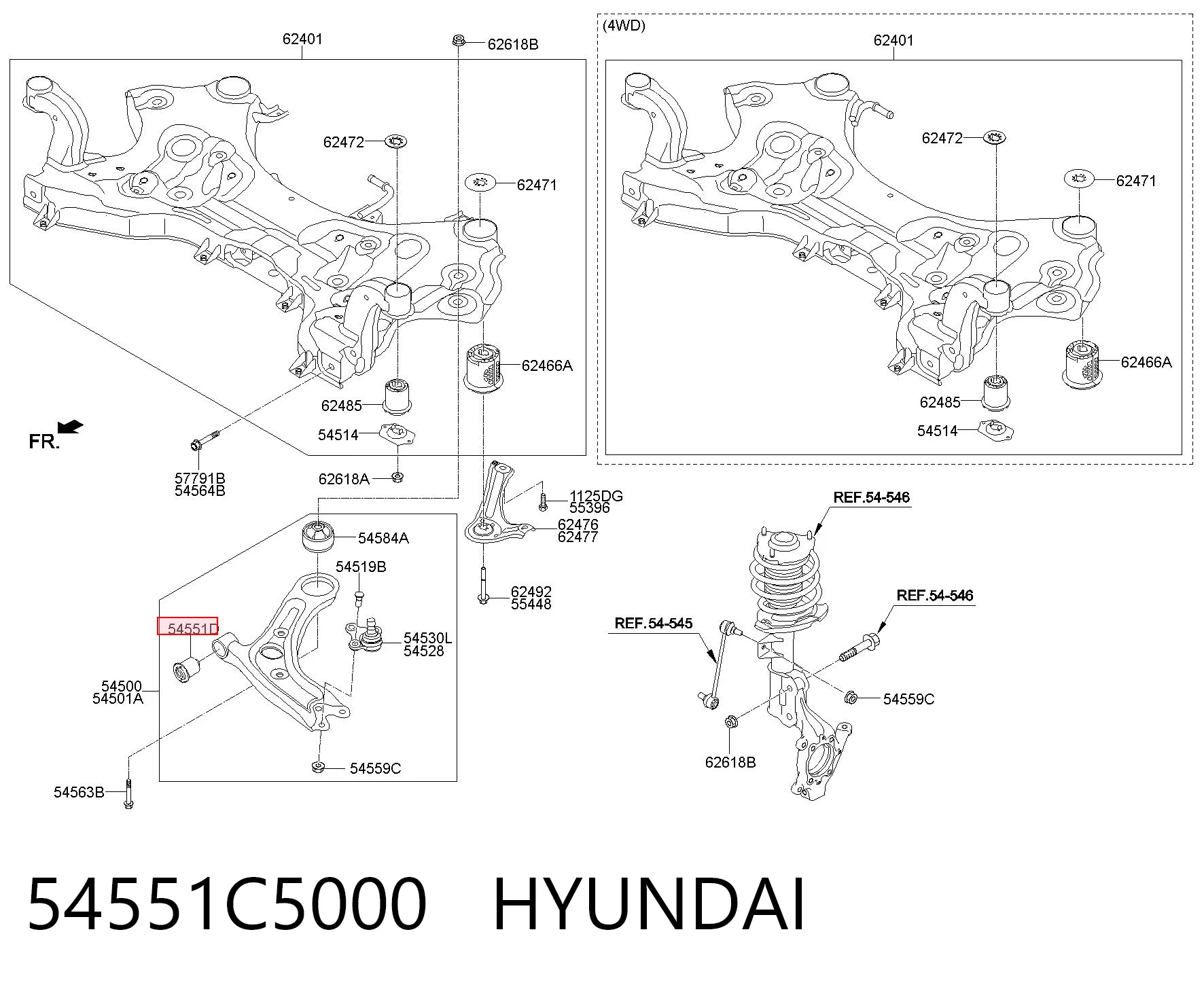 54551C5000 Hyundai/Kia Сайлентблок переднього нижнього важеля