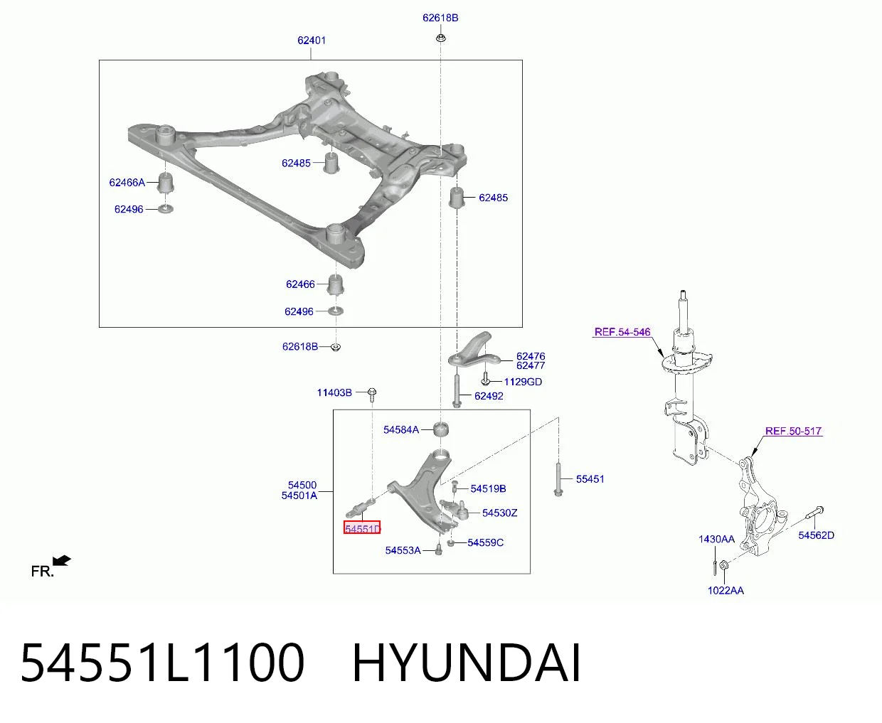 54551L1100 Hyundai/Kia Сайлентблок переднього нижнього важеля