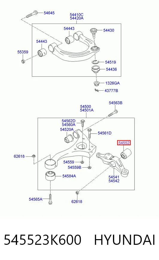 545523K600 Hyundai/Kia Сайлентблок переднього нижнього важеля