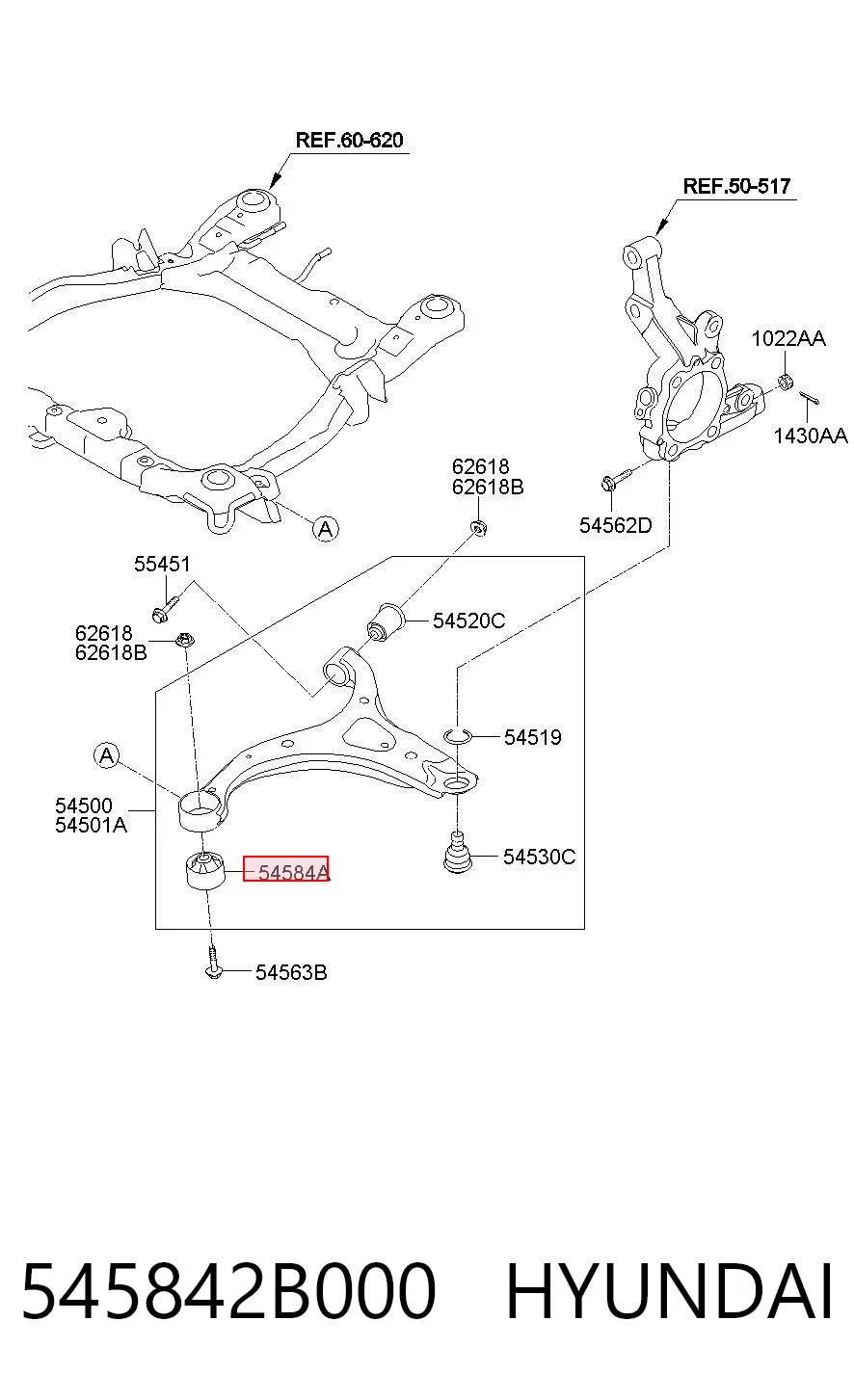 545842B000 Hyundai/Kia Сайлентблок переднього нижнього важеля