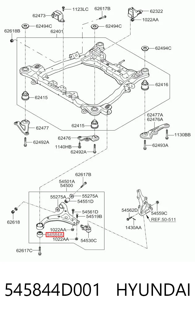 Сайлентблок нижнього важеля передньої підвіски KIA Carnival III мінівен (VQ) (2005 - 2015) ціна, від 5.67 USD