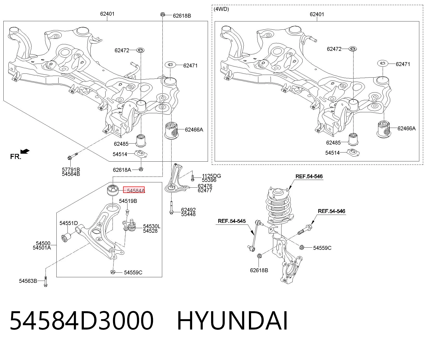 54584D3000 Hyundai/Kia Сайлентблок переднього нижнього важеля