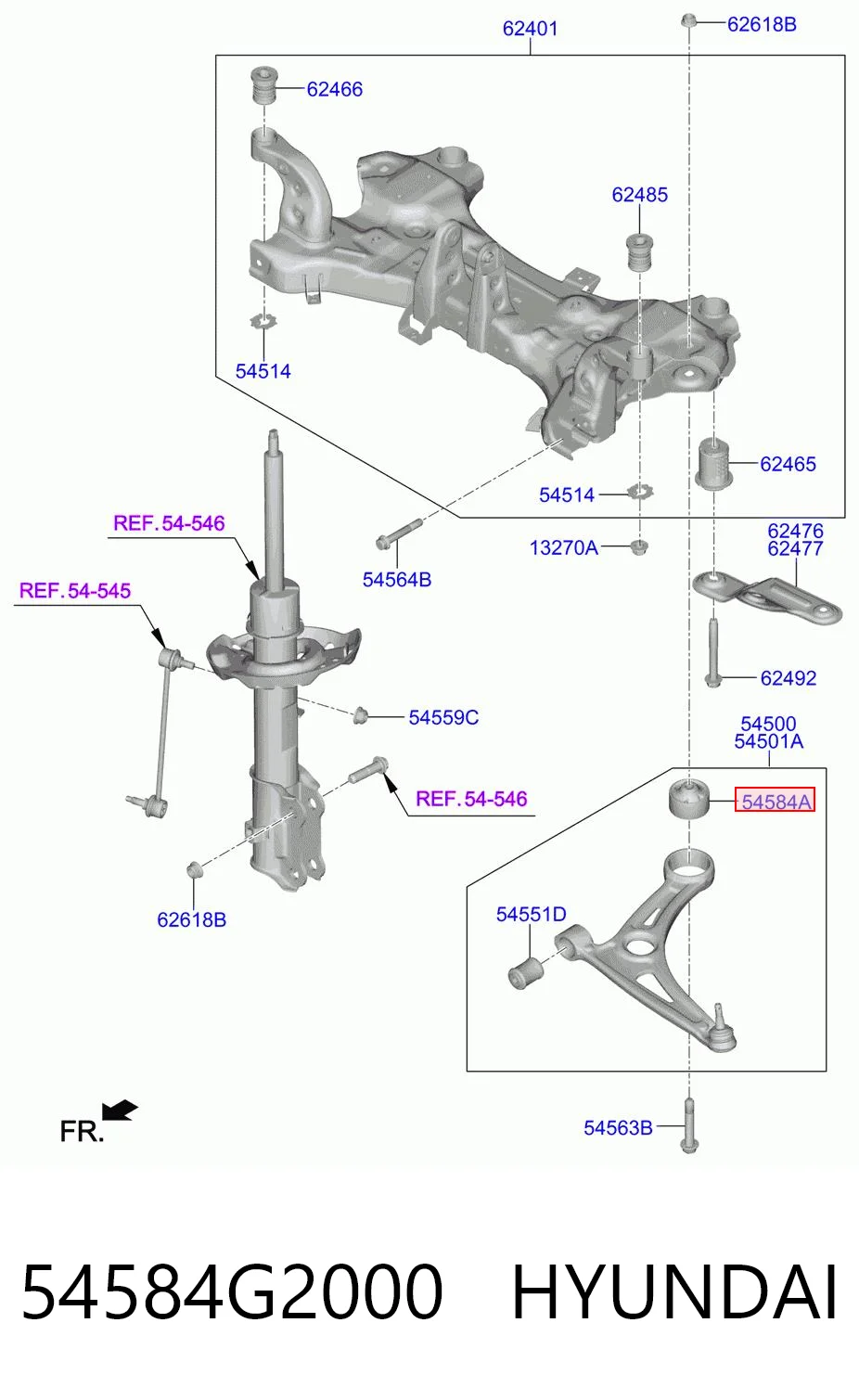 54584G2000 Hyundai/Kia Сайлентблок переднього нижнього важеля