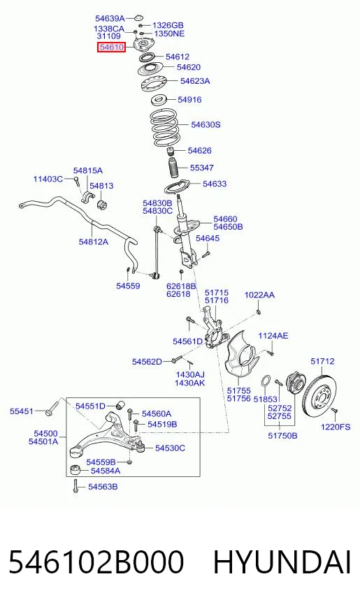 546102B000 Hyundai/Kia Кріплення переднього амортизатора