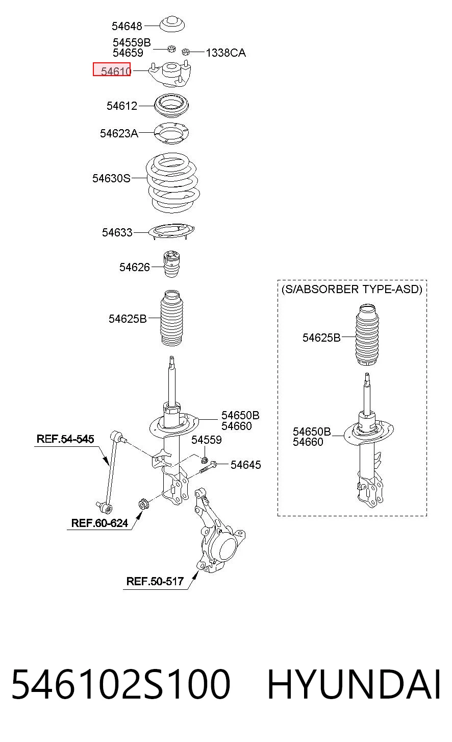 546102S100 Hyundai/Kia Кріплення переднього амортизатора