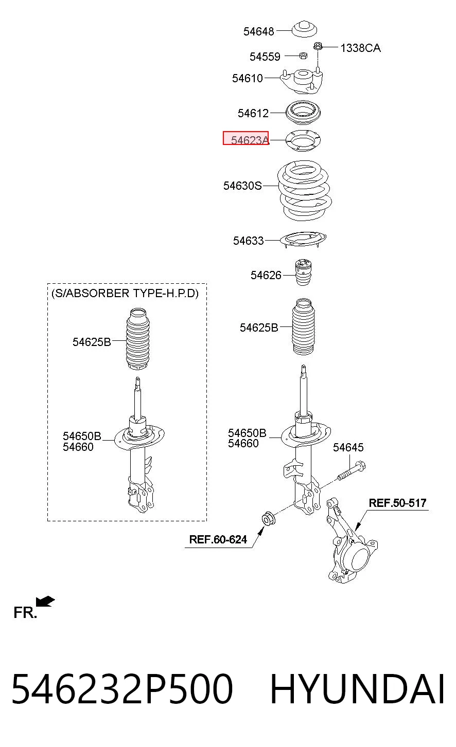 546232P500 Hyundai/Kia Проставка (гумове кільце) пружини передньої, верхня