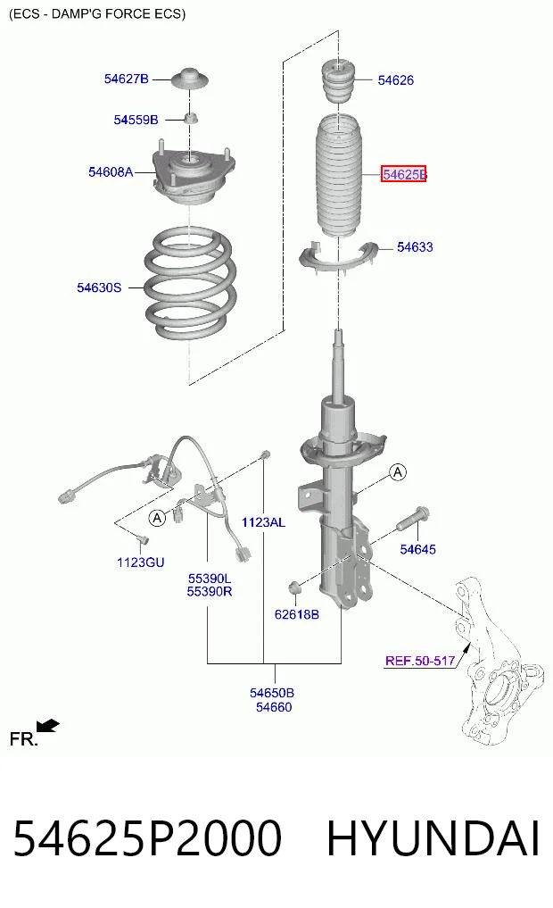 54625P2000 Hyundai/Kia Пильник стійки передньої