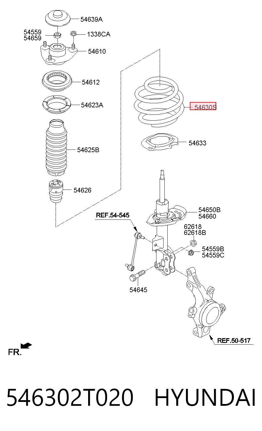 546302T020 Hyundai/Kia Пружина амортизатора передняя