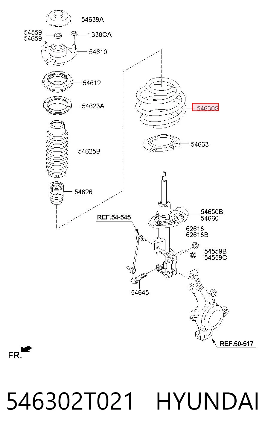 546302T021 Hyundai/Kia Пружина амортизатора передняя
