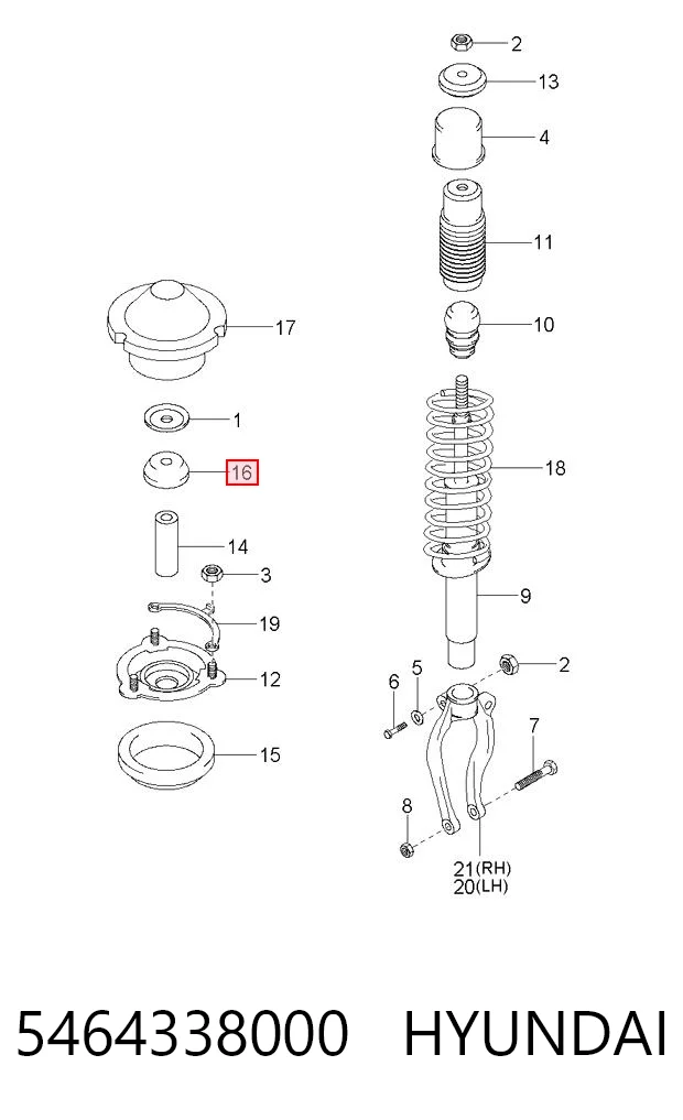 5464338000 Hyundai/Kia Втулка штоку переднього амортизатора
