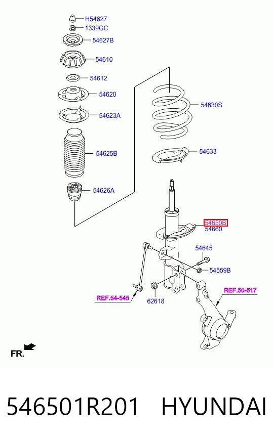 546501R201 Hyundai/Kia Ліва передня стійка