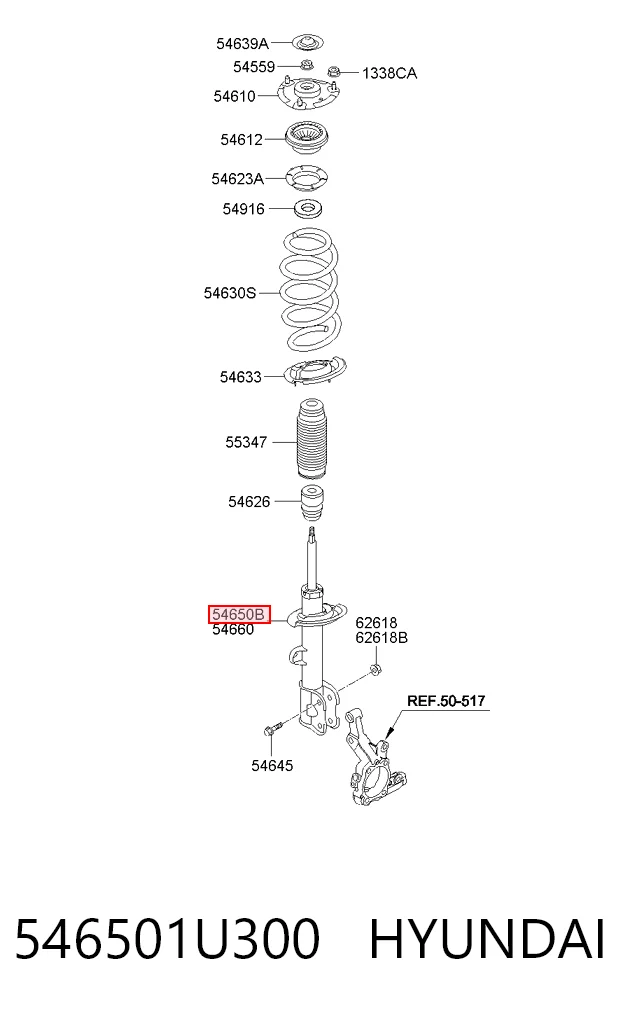 546501U300 Hyundai/Kia Ліва передня стійка