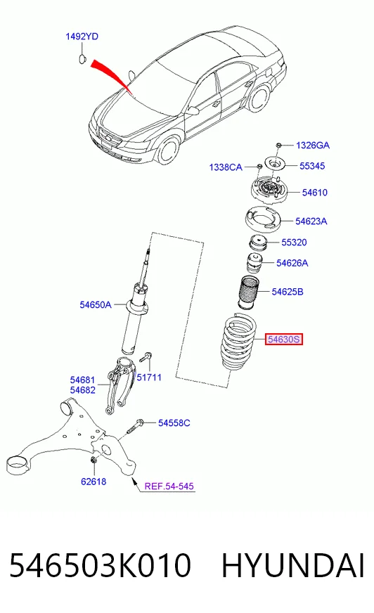  Пружина передня Hyundai Sonata 5